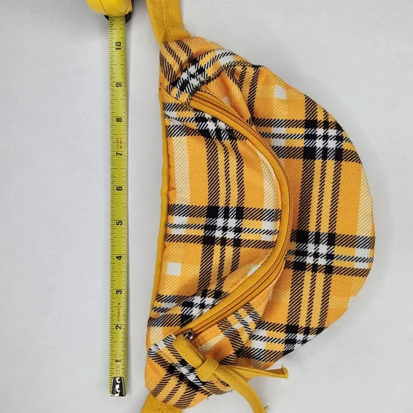Yellow Plaid Canvas Fanny Pack Crossbody Bum Bag Clueless Aesthetic - Picture 7 of 8